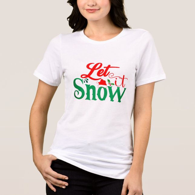 Fun Christmas t-shirt with festive snow design Tri-Blend Shirt (Front)