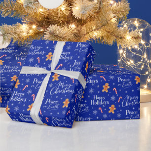 Fun Christmas Text with Cute Graphics Wrapping Paper