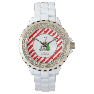 Fun Christmas Tree 2 Greyhound Dog (brindle white) Watch