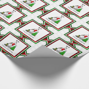 Fun Christmas Tree 2 Greyhound Dog (brindle white) Wrapping Paper