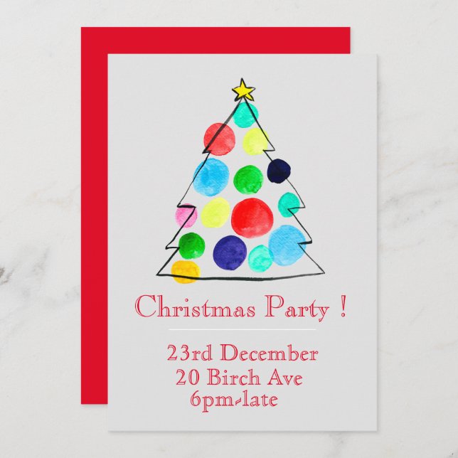 Fun Christmas tree Christmas party invitation (Front/Back)