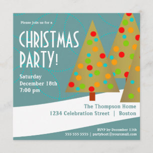 Fun Christmas Tree Trio Holiday Party Invitation
