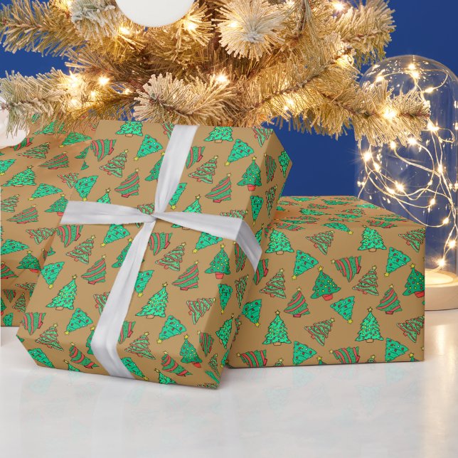 Fun Christmas Trees | Golden Bronze Wrapping Paper (Holidays)
