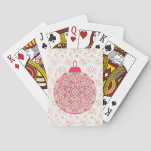 Fun Christmas Vintage Christmas Ornament in Pink Playing Cards