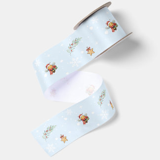 Fun Christmas Watercolor bee xmas Party Kid Satin Ribbon