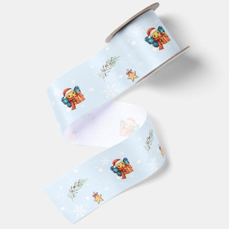 Fun Christmas Watercolor butterfly xmas Party Kid Satin Ribbon