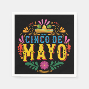 Fun Cinco de Mayo Mexican Hat, colourful flowers Napkin