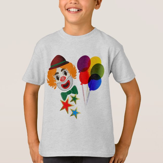 Fun Circus Clown and Balloons T-Shirt (Front)