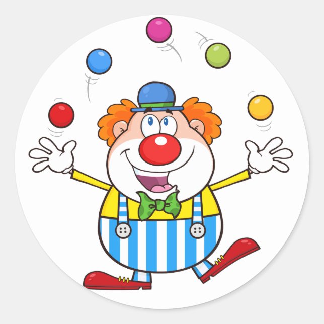 Fun Circus Clown Juggling Balls Classic Round Sticker (Front)