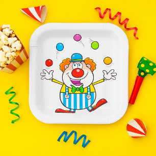 Fun Circus Clown Juggling Balls Paper Plate