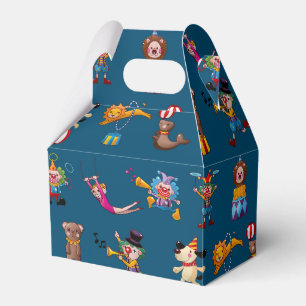 Fun Circus Party Acts Cartoon Pattern Blue Favour Box