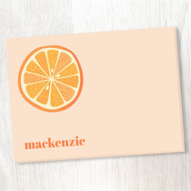 Fun Citrus Orange Slice Personalised Custom Name Post-it Notes (Fun orange citrus slice personalized custom name Post It sticky notes)