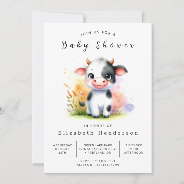 Fun Classic Cow Baby Shower  Invitation (Front)