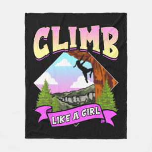 Fun Climb Like A Girl Rock Climbing Bouldering Cli Fleece Blanket