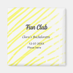 Fun Club bachelorette party yellow lines backgroun Magnet