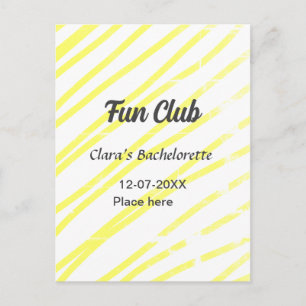 Fun Club bachelorette party yellow lines backgroun Postcard