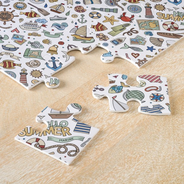 Fun Coastal Summer Beach Illustrations Jigsaw Puzzle (Side)