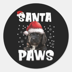 Fun Cockapoo Christmas Lights Tree Dog Lover Xmas  Classic Round Sticker