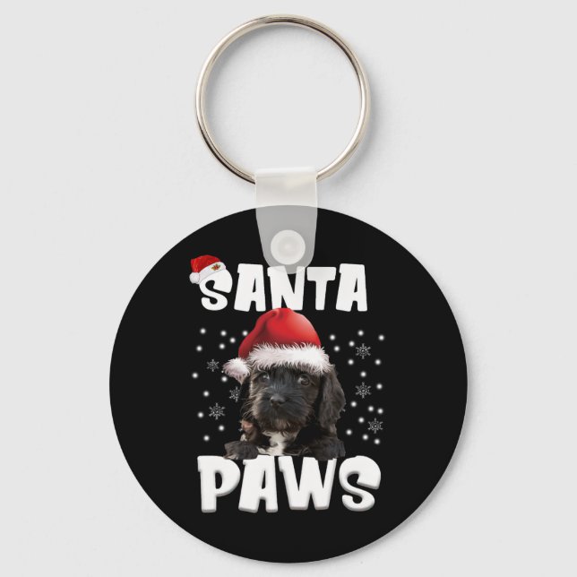 Fun Cockapoo Christmas Lights Tree Dog Lover Xmas  Key Ring (Front)