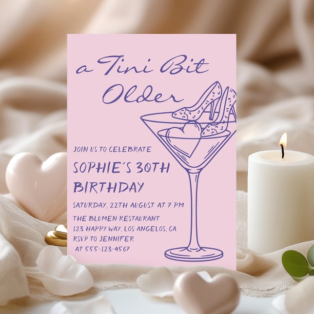 Fun Cocktail A Tini Bit Older 30th Birthday Invitation (Creator Uploaded)