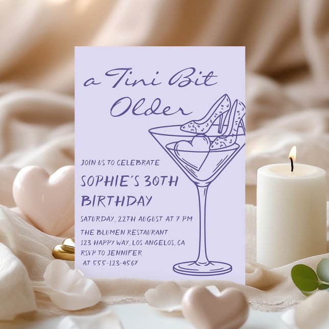 Fun Cocktail A Tini Bit Older 30th Birthday Invitation (Creator Uploaded)