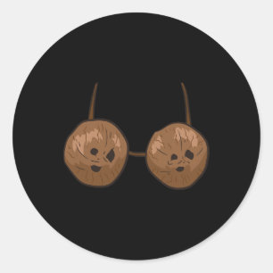 Fun Coconut Summer Coconuts Bra Fun Halloween Cost Classic Round Sticker