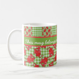 Fun Coffee Mug to Personalise: Cute Red Dragons