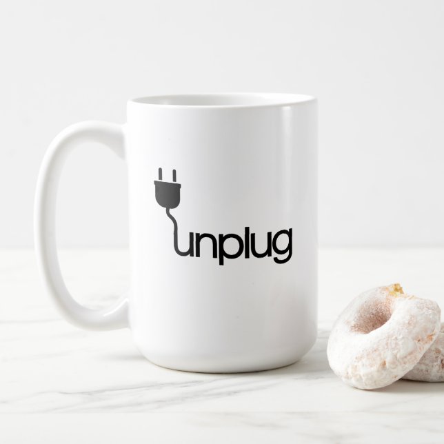 Fun coffee mugs - Unplug - Quotes (With Donut)