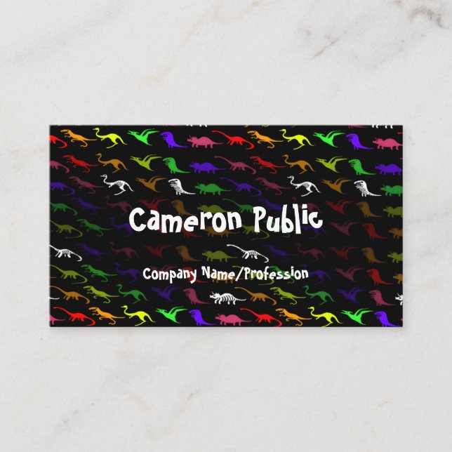 Fun Coloful Rainbow Dinosaur Unique Business Card (Front)