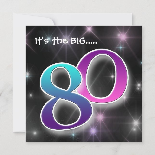 Fun & Colorful 80th Birthday Party Invitation (Front)