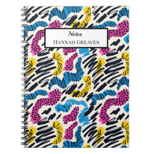 Fun colorful abstract drawing of animal patterns notebook