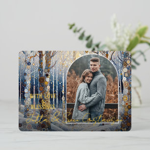 Fun Colorful Abstract Winter Wonderland Art Gold