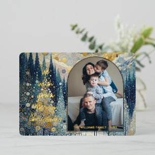 Fun Colorful Abstract Winter Wonderland Art Gold