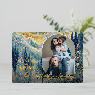 Fun Colorful Abstract Winter Wonderland Art Gold