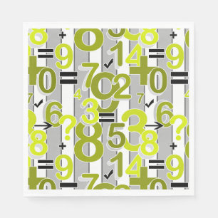 Fun colorful arithmetic math bright retro pattern napkin