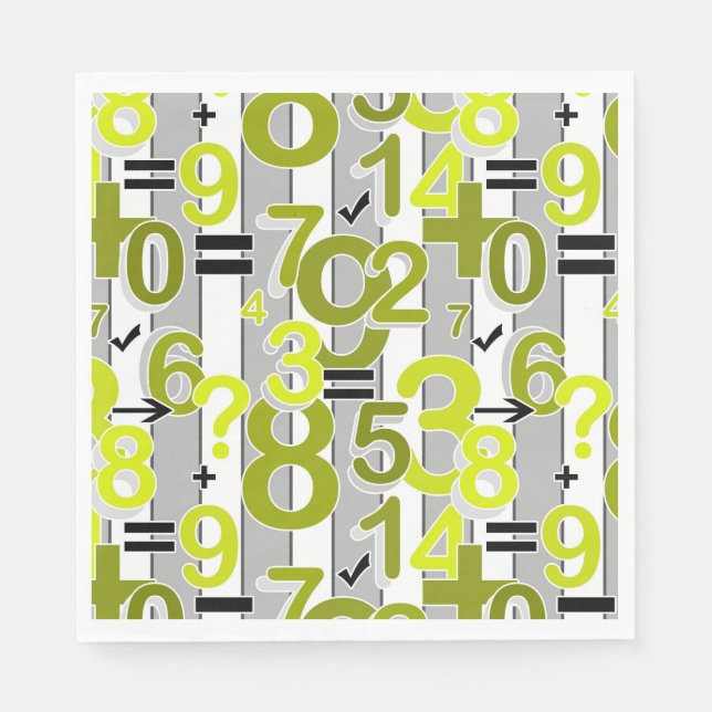 Fun colorful arithmetic math bright retro pattern  napkin (Front)