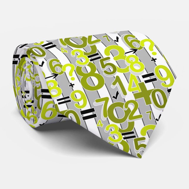 Fun colorful arithmetic math bright retro pattern  tie (Rolled)