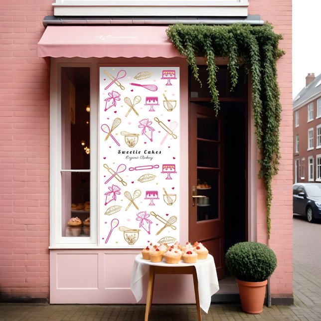 Fun Colorful Baking & Cooking Utensil White & Gold Banner (Fun Colorful Baking & Cooking Utensil White & Gold Banner)