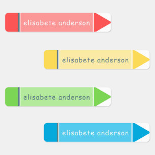 Fun Colorful Crayon Custom Name Tags Waterproof