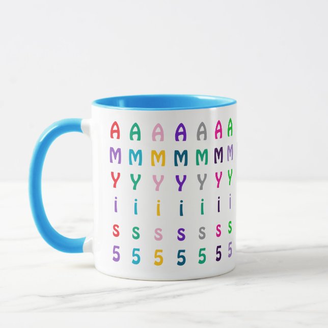 Fun Colorful Custom Monogram, Name or Age Mug (Left)
