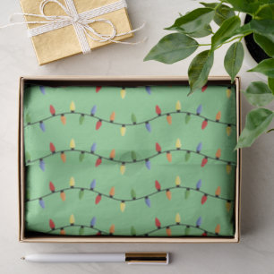 Fun Colorful Festive Holiday Tree Lights Pattern Tissue Paper