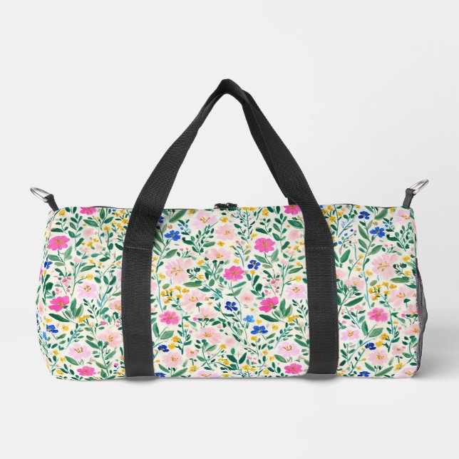 Fun Colorful Floral Duffel Bag (Front)
