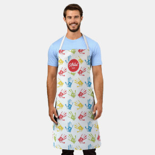 Fun Colorful Handprint Pattern Apron