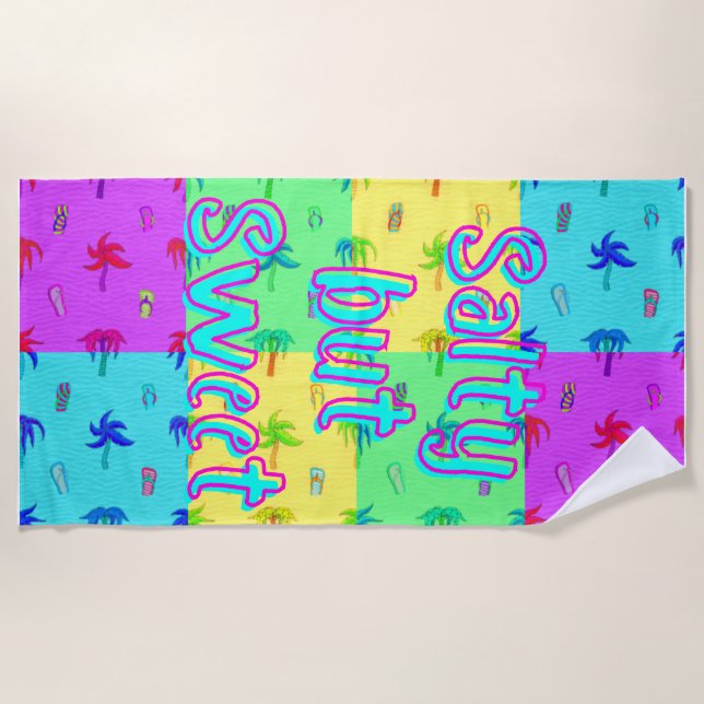 Fun Colorful Modern Summer Beach Towel (Front)