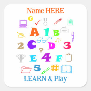 Fun Colorful Personalized School Kids and Teacher Square Sticker