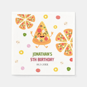 Fun Colorful Pizza Party Kids Birthday Napkin