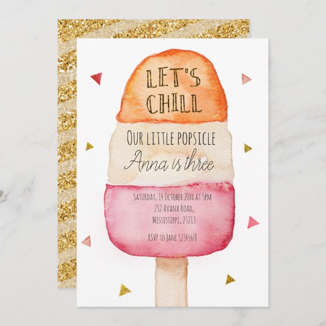 Fun Colorful Popsicle Birthday Invitation (Front/Back)