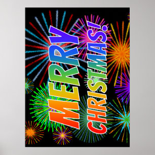 Fun, Colorful, Rainbow Spectrum "MERRY CHRISTMAS!" Poster