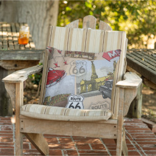 Fun Colorful Route 66 Collage Pattern Cushion