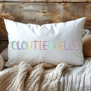 Fun Colorful Sketch Cloutierville Louisiana Lumbar Cushion
